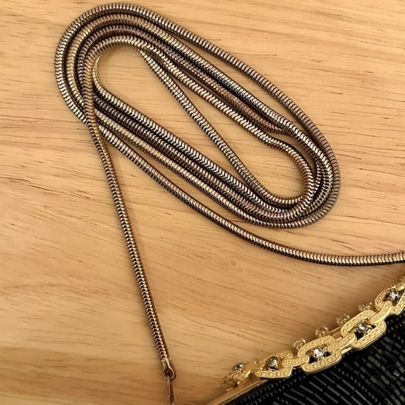 Vintage Walborg Black Beaded Evening Bag Clutch Purse Chain Strap Made in Macau - Picture 14 of 16